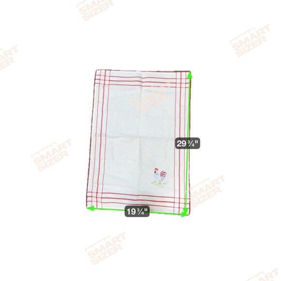 Vintage Cotton Tea Towel Embroidered Rooster Red Crochet Striped Edge Kitchen - Picture 6 of 8